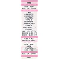 Pantera 1995 Unused Concert Ticket Dimebag Darrell
