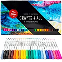 Crafts 4 ALL Fabric Markers - Pack of 24 Permanent, Fine Tip Marker Pens in Assorted Colors - Art Pen Set for Decorating…