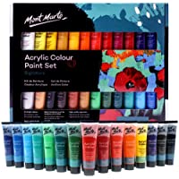 Mont Marte Acrylic Paint Set 24 Colours 36ml, Perfect for Canvas, Wood, Fabric, Leather, Cardboard, Paper, MDF and…