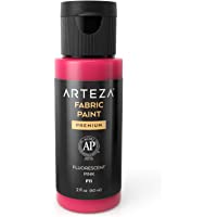 Arteza Permanent Fabric Paint F11 Fluorescent Pink, 60 ml Bottle, Washer & Dryer Safe, Textile Paint for Clothes, T…