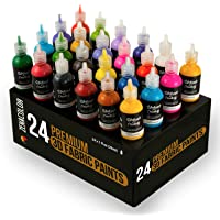Puffy Paint 3D Fabric Paint (3 Brushes) - Set of 24 colors (1 oz) - Paint on Fabric, Wood, Glass, Canvas - Customize…