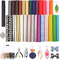 SGHUO 30pcs Faux Leather Sheets Include Leather Earring Making Kit Glitter Metallic Leather Sheets and Tools for…