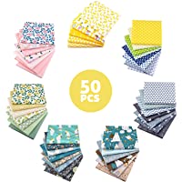 Aubliss 50pcs 100% Cotton Fabric Bundle 10" x 10" (25cm x 25cm) PreCut Fat Squares Sheets Printed Floral Sewing Supplies…