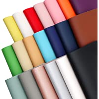 ZAIONE Solid Faux Leather Sheets: Grain Colors Leather 20Pcs 8x6 Inch Plain Texture Leather Black Red White PU Bundle…