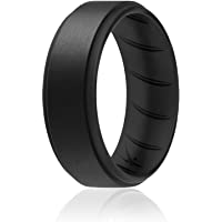 ROQ Silicone Rings for Men 1/4/6 Multipack of Breathable Mens Silicone Rubber Wedding Rings Bands - Step Edge