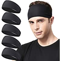 Acozycoo Mens Running Headband,5Pack,Mens Sweatband Sports Headband for Running,Cycling,Basketball,Yoga,Fitness Workout…