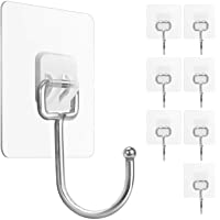 FACURY Large Adhesive Hooks 22Ib(Max), Waterproof and Rustproof Wall Hooks for Hanging Heavy Duty, Stainless Steel Towel…
