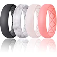 Egnaro Inner Arc Ergonomic Breathable Design, Silicone Rings for Women with Half Sizes, Women's Silicone Wedding Band…