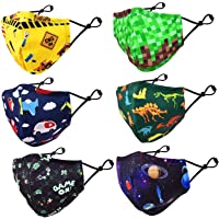 CIKIShield 6 Pack Children Adjustable Cloth Face Mask for Kids Girls Boys Washable Reusable Face Cover UV Protection