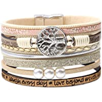 Inspirational Tree of Life Leather Bracelets for Women,Christmas Birthday Jewelry Gifts for Teen Girls
