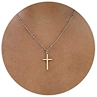 Tewiky 18k Gold/Silver Plated Simple Evil Eye Turquoise Cross Pendant Choker Necklace Simple Tiny Necklace for Women…