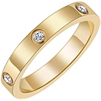 Chrishine Life Love Friendship Ring 18K Gold Plated Silver with Cubic Zirconia Stones Stainless Steel Promise Ring…