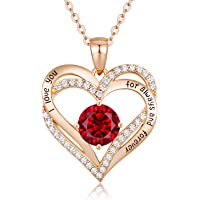 CDE Forever Love Heart Pendant Necklaces for Women 925 Sterling Silver with Birthstone Zirconia, Birthday Christmas…