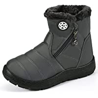KVbabby Winter Snow Boots Slip-on Water Resistant Booties Boy's Girl's Anti-Slip Lightweight Ankle Boots Full Fur
