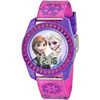 Disney's Frozen Kids' Digital Watch with Elsa and Anna on the Dial, Purple Casing, Comfortable Pink Strap, Easy to…