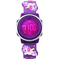 Kids Watches Girl Watches Ages 3-12 Sports Waterproof 3D Cute Cartoon Digital 7 Color Lights Wrist Watch for Kids