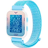 Venhoo Kids Digital Watch with Moving Unicorn Dial Outdoor Sport Woven Nylon Strap 7 Colorful LED Electrical Wrist…