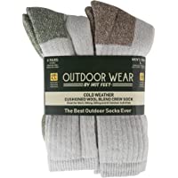 HOT FEET Mens Active Work and Outdoors Socks, Fully Cushioned, Thermal Wool Blend, 4 Pack Warm Reinforced Heel and Toe