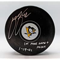 Kasperi Kapanen Pittsburgh Penguins Signed Inscribed 1st Pens Game + Point Puck