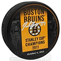 Patrice Bergeron Boston Bruins Signed Autographed Stanley Cup Champs Banner Puck