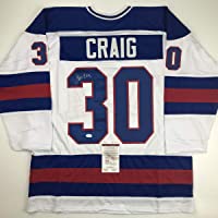 Autographed/Signed Jim Craig White Team USA Miracle On Ice 1980 Olympics Hockey Jersey JSA COA
