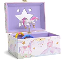 Jewelkeeper Girl's Musical Jewelry Storage Box with Spinning Unicorn, Glitter Rainbow and Stars Design, The Unicorn Tune