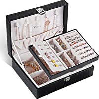 Voova Jewelry Box Organizer for Women Girls, 2 Layer Large Men Jewelry Storage Case, PU Leather Display Jewellery Holder…