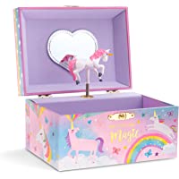 Jewelkeeper Girl's Musical Jewelry Storage Box with Spinning Unicorn, Cotton Candy Unicorn Design, Over the Rainbow Tune
