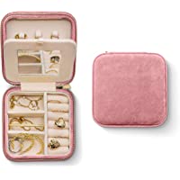 Plush Velvet Travel Jewelry Box Organizer | Travel Jewelry Organizer Box, Travel Jewelry Case | Small Jewelry Box for…