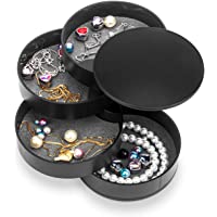 Jewelry Organizer, Small Jewelry Box Earring Holder for Women, Jewelry Storage Box 4-Layer Rotatable Jewelry Accessory…