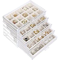 misaya Earring Jewelry Organizer with 5 Drawers, Birthday Gift, Clear Acrylic Jewelry Box for Women, Velvet Earring…
