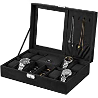 Oyydecor Jewelry Box Watch Box Organizer 8-Slot Storage Watch Organizer Case Jewelry Display Case Organizer with Mirror…