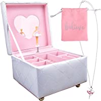 Hapinest Musical Ballerina Jewelry Box with Ballerina Necklace - Keepsake Music Boxes Gifts for Girls
