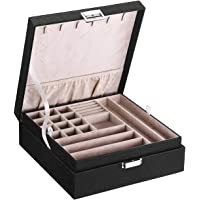 BEWISHOME Jewelry Boxes for Women 35 Compartments Jewelry Organizer Box 2 Layers Jewelry Box Display Storage Case with 6…