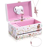 The Memory Building Company Musical Black Ballerina Jewelry Box for Girls & Little Girls Jewelry Set - 3 Dancer Gifts…