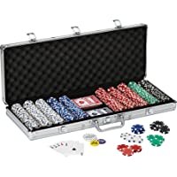 11.5 Gram Texas Hold 'em Claytec Poker Chip Set with Aluminum Case, 500 Striped Dice Chips