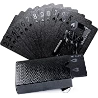 Joyoldelf Cool Black Foil Poker Playing Cards, Waterproof Deck of Cards with Gift Box, Use for Party and Game