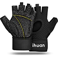ihuan Breathable Weight Lifting Gloves: Fingerless Workout Gym Gloves with Wrist Support | Enhance Palm Protection…