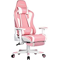 GTRACING Gaming Chair with Footrest and Bluetooth Speakers Music Video Game Chair Pink Gaming Chair Pu Leather High Back…