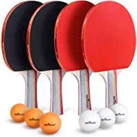Abco Tech Ping Pong Paddle & Table Tennis Set - Pack of 4 Premium Rackets and 6 Table Tennis Balls - Soft Sponge Rubber…
