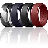 yfstyle 4PCS Plain Band Rings for Men Stainless Steel Rings for Men Wedding Ring Cool Spinner Rings for Men Black…