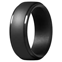 Thunderfit Men's Silicone Ring, Step Edge Rubber Wedding Band, 10mm Wide, 2.5mm Thick