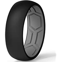 Solid Silicone Ring by Groove Life - Breathable Rubber Wedding Rings for Men, Lifetime Coverage, Unique Design, Comfort…