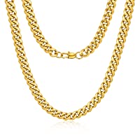 Jewlpire Diamond Cut Miami Mens Cuban Link Chain Necklace, Gold Chain | Silver Chain for Men Boys Women, Hip-Hop & Cool…