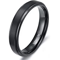 TIGRADE 4mm 6mm 8mm 10mm Black Titanium Rings Wedding Band Matte Comfort Fit for Men Women Size 3-15