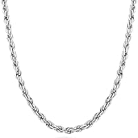 Miabella Solid 925 Sterling Silver Italian 2mm, 3mm Diamond-Cut Braided Rope Chain Necklace for Men Women 16, 18, 20, 22…