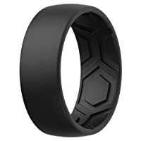 ThunderFit Silicone Rings for Men - 7 Rings / 4 Rings / 1 Ring - Breathable Patterned Design Wedding Bands 8mm Wide - 2…
