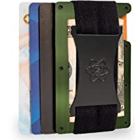 ROSSM Slim Minimalist Front Pocket RFID Blocking Carbon Fiber Metal Wallets for Men with Cash Strap