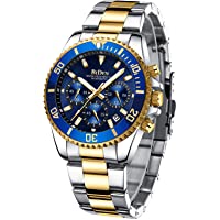 Mens Watches Chronograph Stainless Steel Waterproof Date Analog Quartz Watch Business Wrist Watches for Men