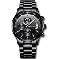 CRRJU Men's Fashion Stainless Steel Watches Date Waterproof Chronograph Wristwatches,Stainsteel Steel Band Waterproof…